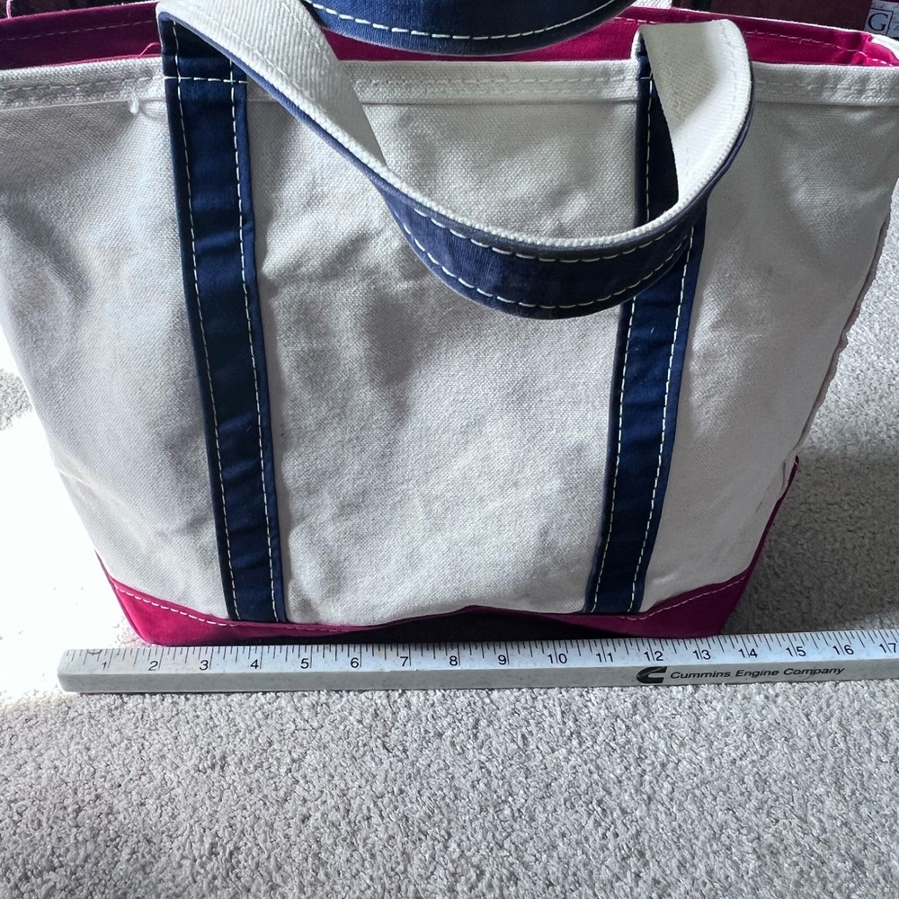 L.L. Bean Blue and Red Canvas Tote Bag